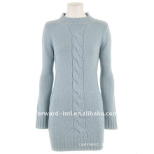 Ladies' cashmere pullover with cable knit long style